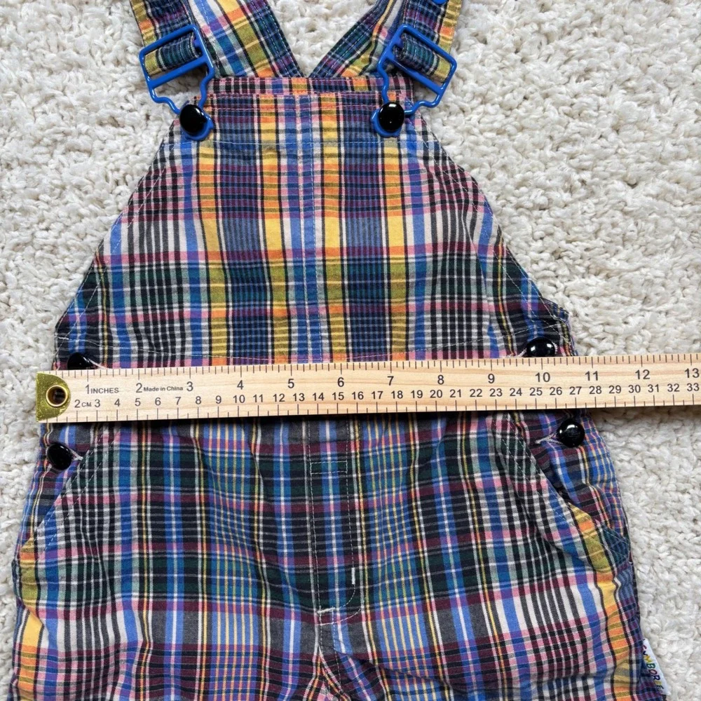 Gymboree Rainbow Tag Shortalls Baby Kids‎ XS Blue Yellow Red Cotton Snap Inseam